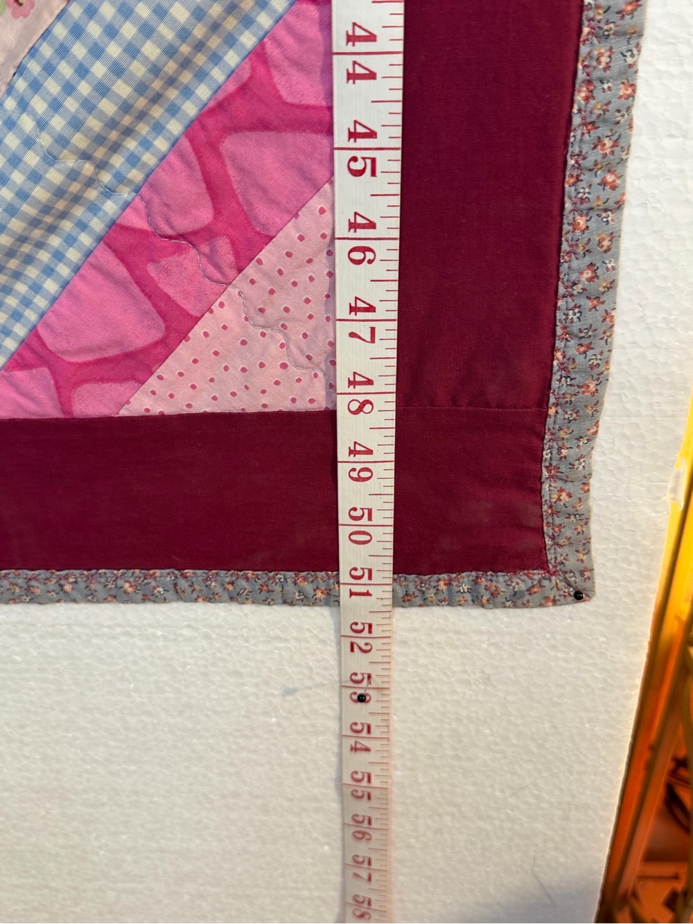 Handmade String Quilt Scrap Patchwork Lap Wall Quilt 43 x 51 - Picture 6 of 11